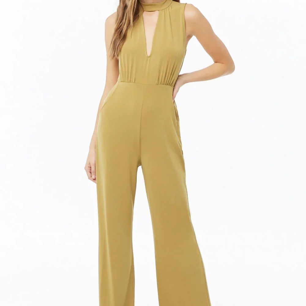 Forever 21 Mustard Halter Jumpsuit